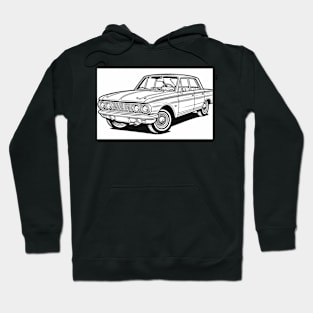 Black And White 1960's Classic Car Hoodie